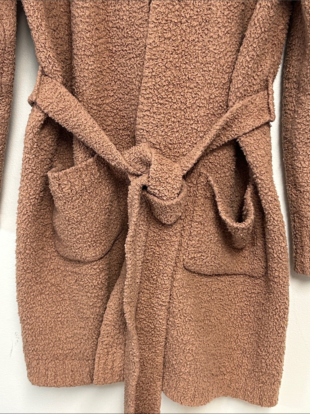Skims Cozy Collection Textured Knit Boucle Belted Brown Short Robe Size L/XL - Picture 6 of 16